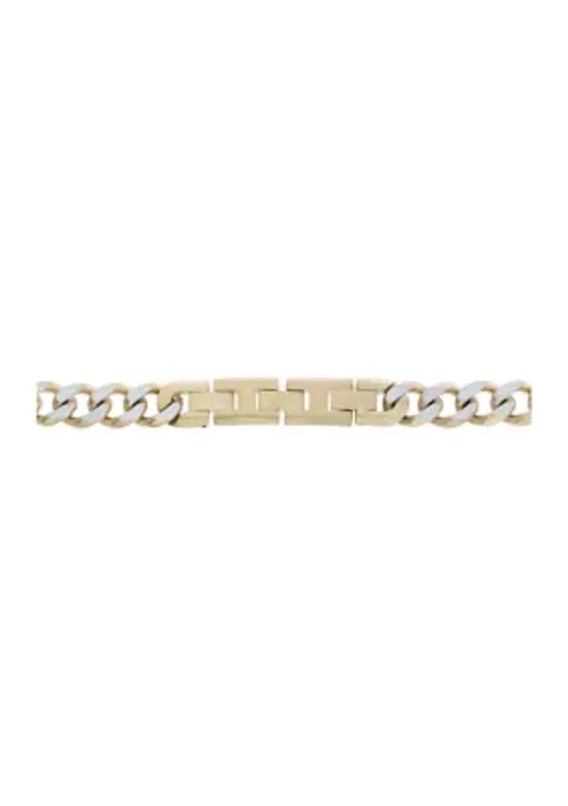 Stainless Steel 8 Millimeter Curb Chain Necklace with Gold Tone Ion Plating, 24 Inch