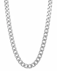 Stainless 8 Millimeter Curb Necklace with Extender