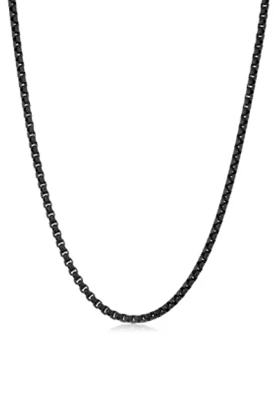 Stainless Steel 4MM Rolo Chain Necklace with Black Ion Plating, 22" Length