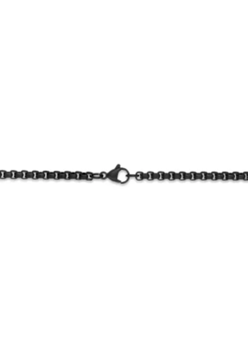 Stainless Steel 4MM Rolo Chain Necklace with Black Ion Plating, 22" Length