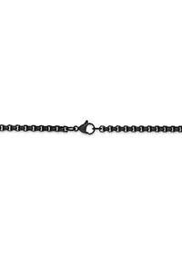 Stainless Steel 4MM Rolo Chain Necklace with Black Ion Plating, 22" Length