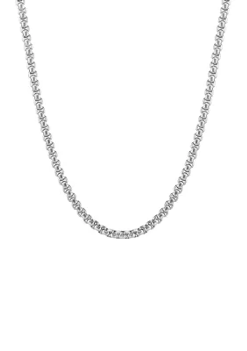 Stainless Steel Square Rolo Necklace with Satin Finish