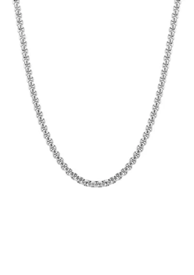 Stainless Steel Square Rolo Necklace with Satin Finish