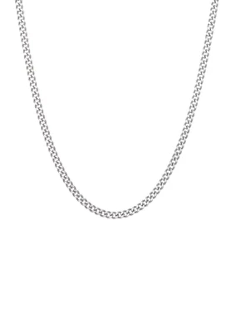 Stainless Steel 3 Millimeter Curb Chain Necklace, 24 Inch