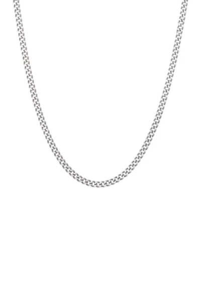 Stainless Steel 3 Millimeter Curb Chain Necklace, 24 Inch