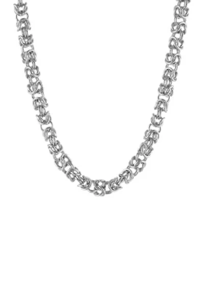 Stainless Steel 6 Millimeter Byzantine Chain Necklace, 18 Inch