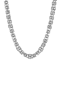 Stainless Steel 6 Millimeter Byzantine Chain Necklace, 18 Inch