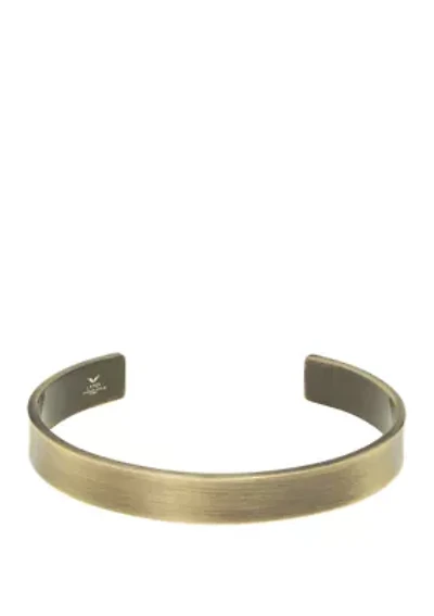 Stainless Steel Cuff Bangle with Antique Gold