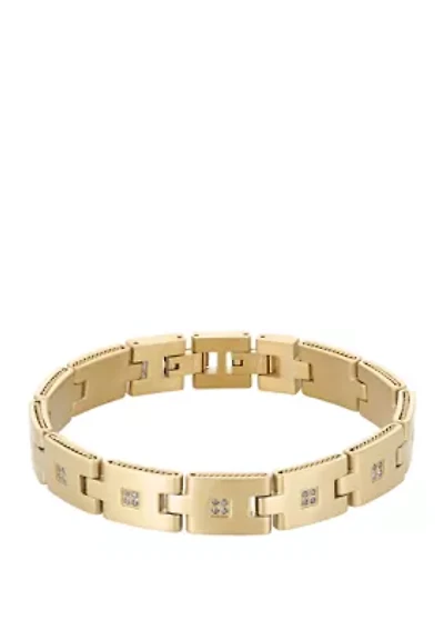 Stainless Steel Bracelet with Gold Ip & 3/8 ct. t.w. Black Diamond