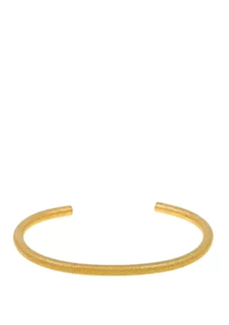 Stainless Steel Cuff Bangle with Gold IP