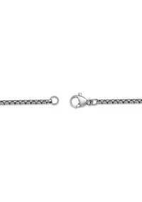 Antique Finish Stainless Steel Cross Pendant With 24" Round Box Chain