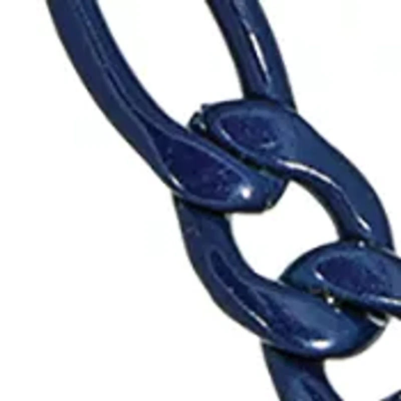 Stainless Steel 6 Millimeter Figaro Chain Necklace with Blue Acrylic