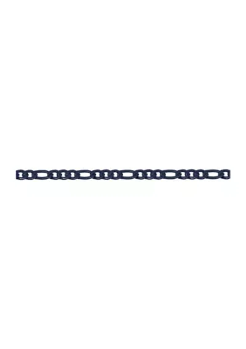 Stainless Steel 6 Millimeter Figaro Chain Necklace with Blue Acrylic