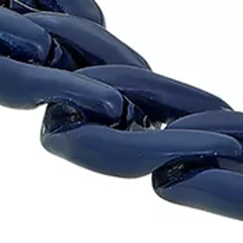 Stainless Steel 6 Millimeter Figaro Chain Bracelet with Blue Acrylic, 8.5 Inch