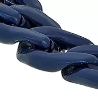 Stainless Steel 6 Millimeter Figaro Chain Bracelet with Blue Acrylic, 8.5 Inch