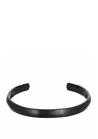 Stainless Steel Cuff Bangle with BIP and Black Enamel 