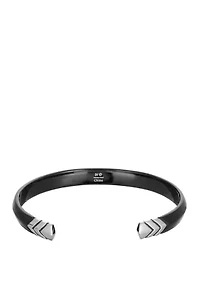 Stainless Steel Cuff Bangle with BIP and Black Enamel 