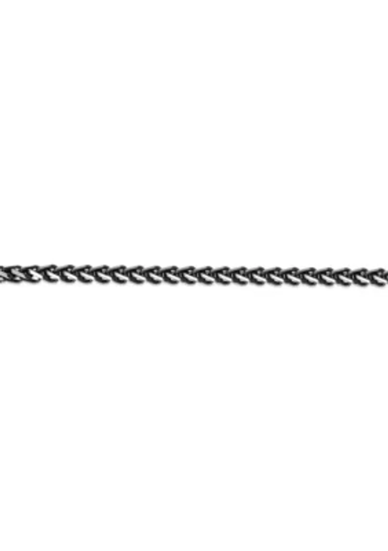 Stainless Steel 5MM Wheat Chain Necklace with Black Ion Plating, 22" Length