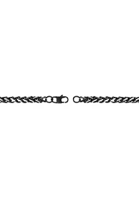 Stainless Steel 5MM Wheat Chain Necklace with Black Ion Plating, 22" Length