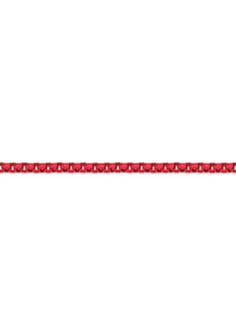 Stainless Steel 6MM Round Box Chain Necklace with Red Acrylic Coating, 22" Length
