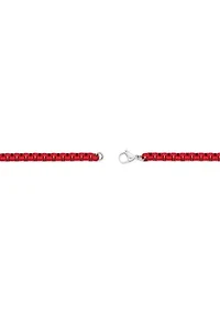 Stainless Steel 6MM Round Box Chain Necklace with Red Acrylic Coating, 22" Length