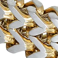 Stainless Steel Two Row Foxtail Chain Bracelet with Gold Tone Ion Plating, 8.5 Inch