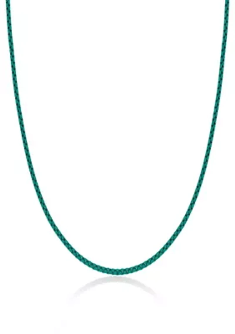 Stainless Steel 3MM Box Chain Necklace with Turquoise Acrylic, 24” Length