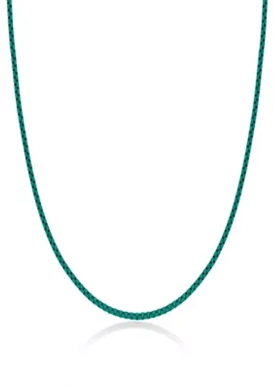 Stainless Steel 3MM Box Chain Necklace with Turquoise Acrylic, 24” Length