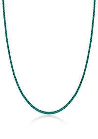 Stainless Steel 3MM Box Chain Necklace with Turquoise Acrylic, 24” Length