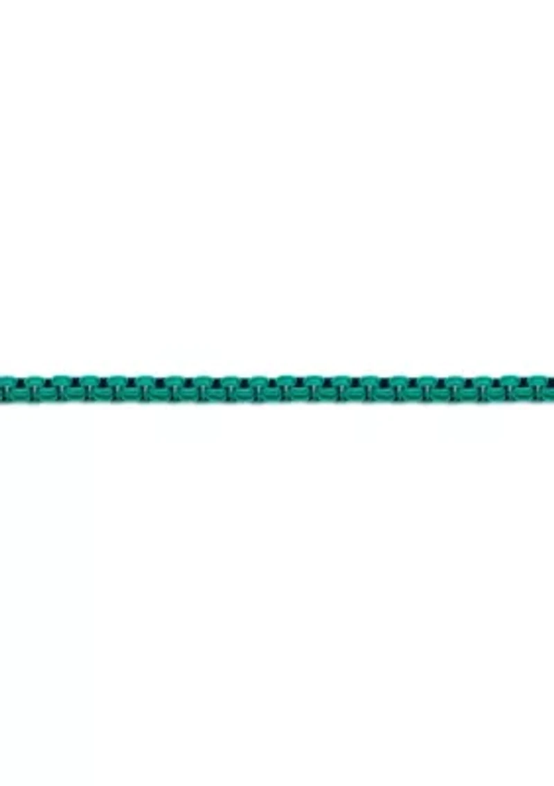 Stainless Steel 3MM Box Chain Necklace with Turquoise Acrylic, 24” Length