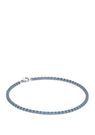 Gray Acrylic Coated Stainless Steel 3 Millimeter Round Box Chain Bracelet