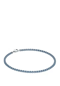 Gray Acrylic Coated Stainless Steel 3 Millimeter Round Box Chain Bracelet