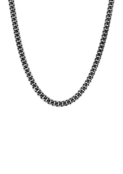 Stainless Steel 8 Millimeter Curb Chain Necklace with Black Ion Plating