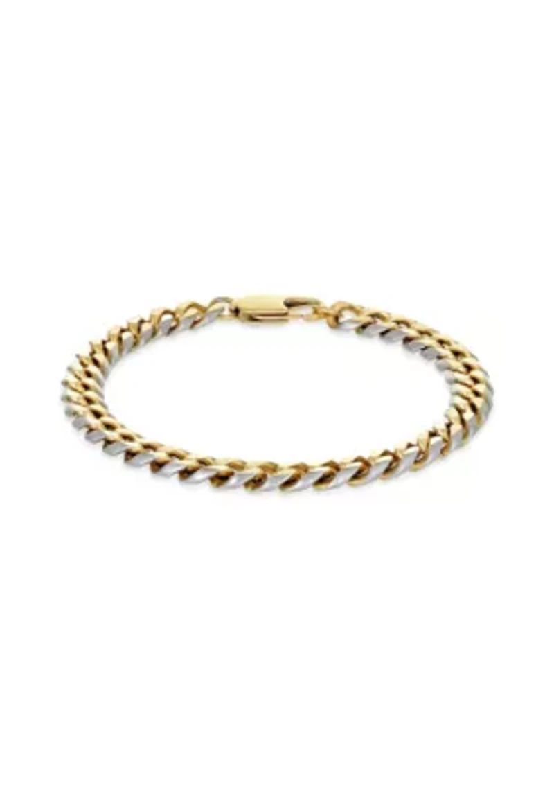Stainless Steel 8mm Two Tone Curb Chain Bracelet