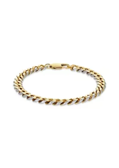 Stainless Steel 8mm Two Tone Curb Chain Bracelet
