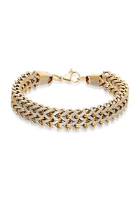 Stainless Steel 2-Row Square Wheat Chain Bracelet with Rose Ip