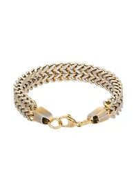 Stainless Steel 2-Row Square Wheat Chain Bracelet with Rose Ip