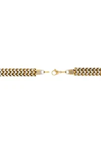 Stainless Steel 2-Row Square Wheat Chain Bracelet with Rose Ip
