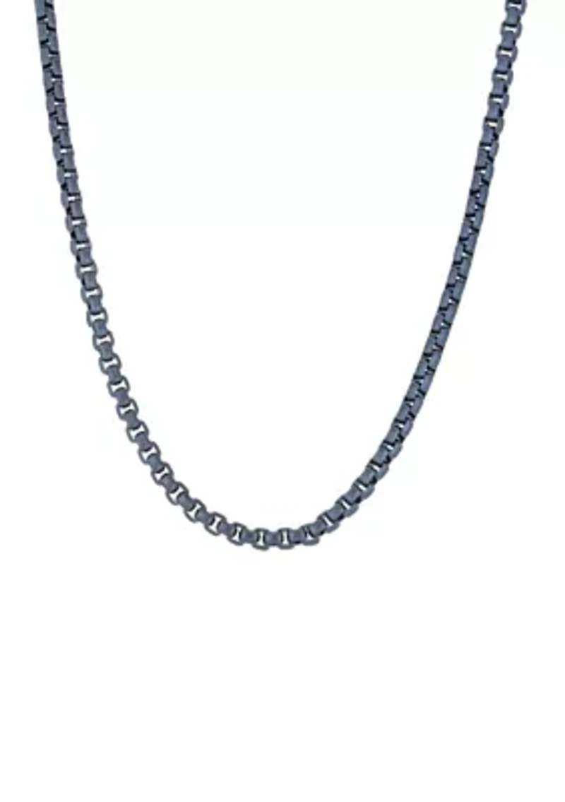 24 Inch Stainless Steel 5 Millimeter Box Chain Necklace with Gray IP