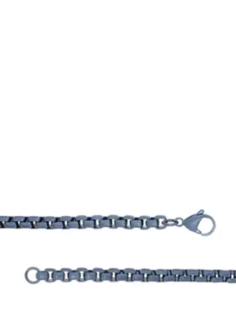 24 Inch Stainless Steel 5 Millimeter Box Chain Necklace with Gray IP