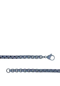 24 Inch Stainless Steel 5 Millimeter Box Chain Necklace with Gray IP