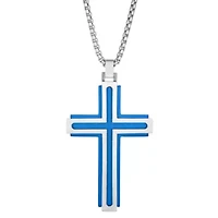 Stainless Steel Two Tone Cross Pendant Necklace