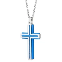 Stainless Steel Two Tone Cross Pendant Necklace