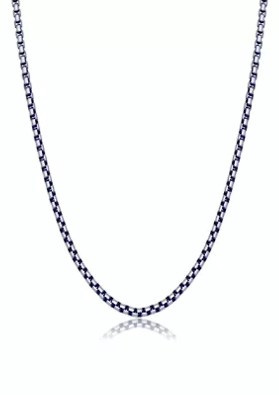 Stainless Steel 3.5MM Box Chain Necklace with Two Tone Purple Plating, 24” Length