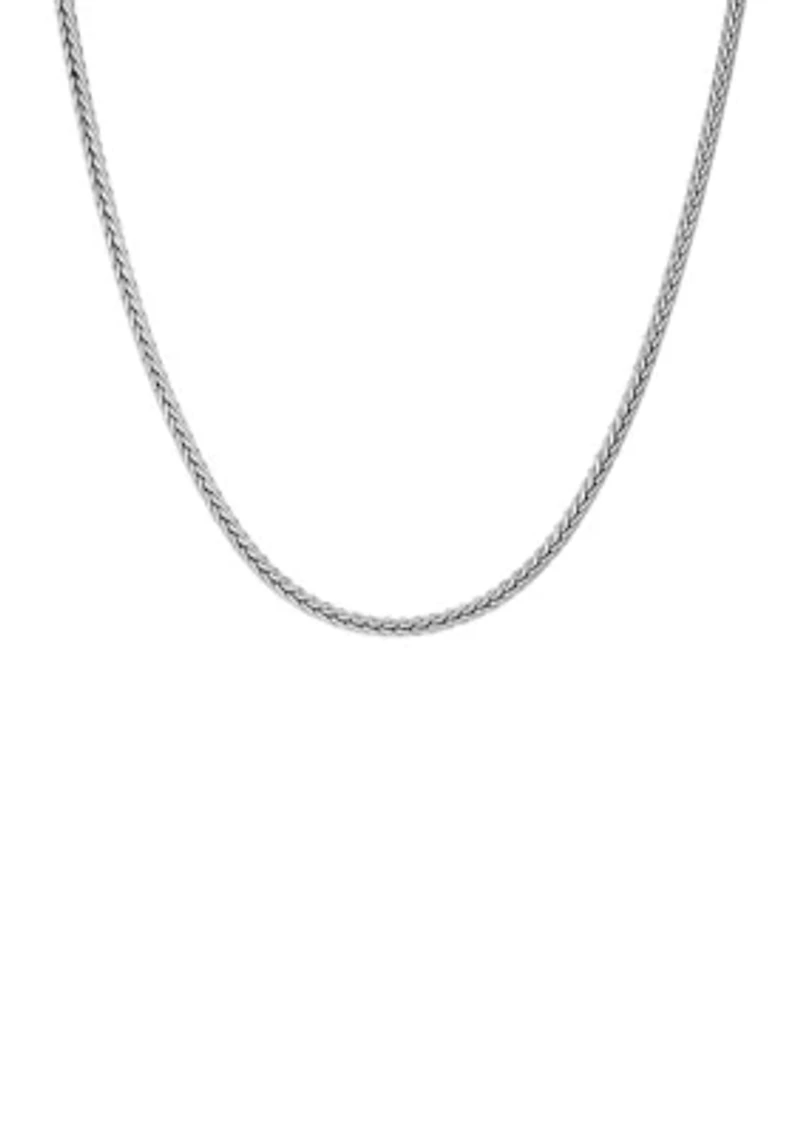 Stainless Steel 3 Millimeter Wheat Chain Necklace, 24 Inch