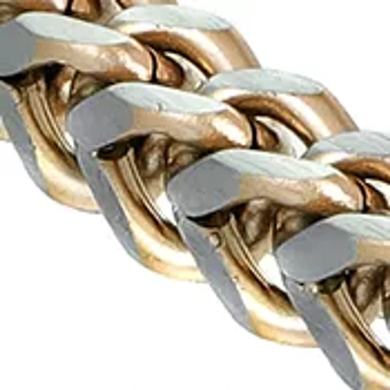 Stainless Steel 4 Millimeter Foxtail Chain Bracelet with Two-Tone Gold Tone Ion Plating and Push Lock, 9 Inch