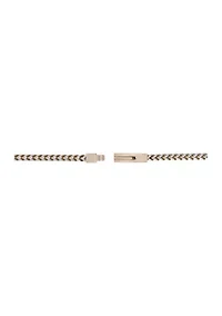 Stainless Steel 4 Millimeter Foxtail Chain Bracelet with Two-Tone Gold Tone Ion Plating and Push Lock, 9 Inch