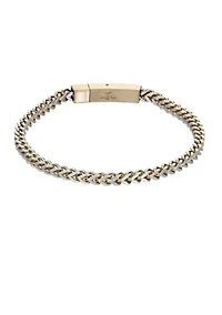 Stainless Steel 4 Millimeter Foxtail Chain Bracelet with Two-Tone Gold Tone Ion Plating and Push Lock, 9 Inch