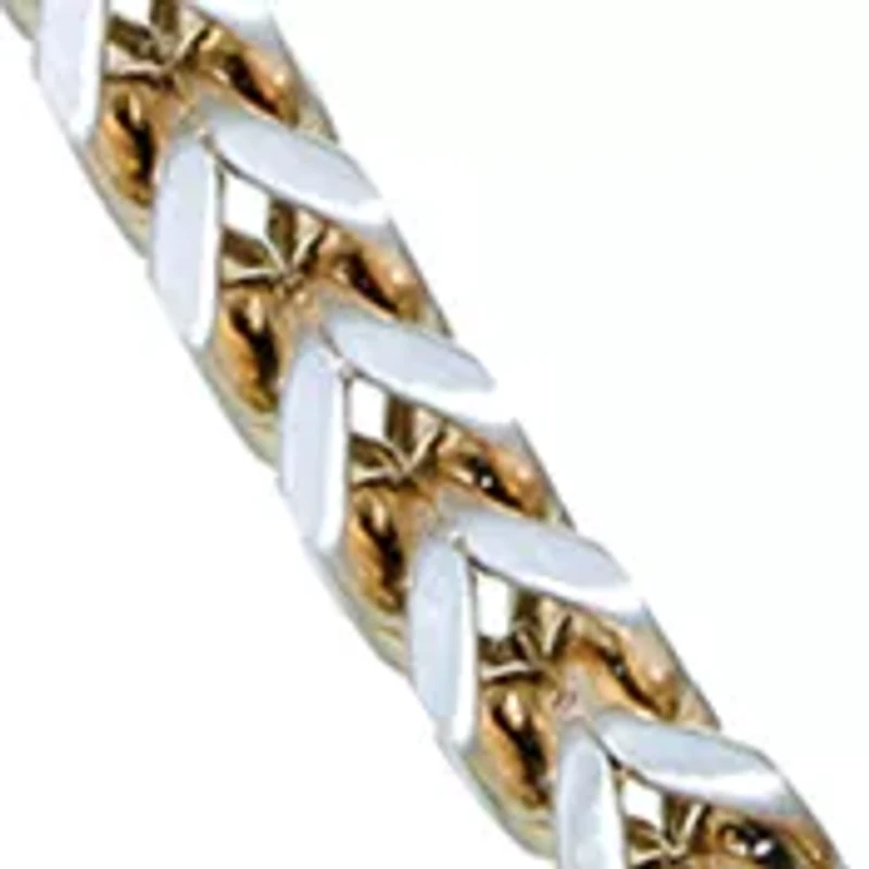 Stainless Steel 4 Millimeter Foxtail Chain Necklace with Two-Tone Gold Tone Ion Plating and Push Lock, 24 Inch