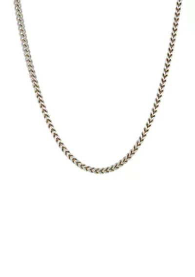 Stainless Steel 4 Millimeter Foxtail Chain Necklace with Two-Tone Gold Tone Ion Plating and Push Lock, 24 Inch